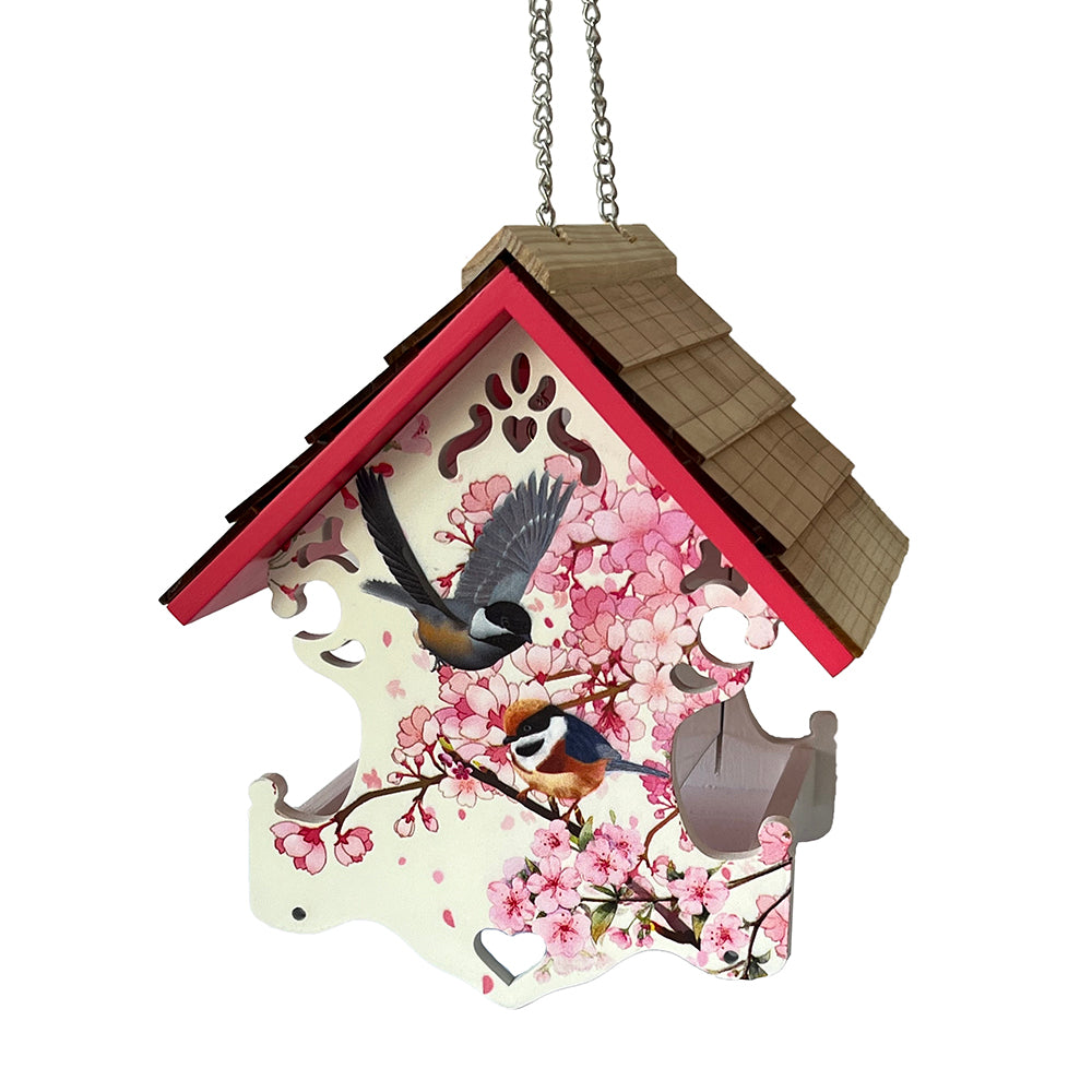 Love Nest Bird Feeder - Cherry Blossom & Chickadee Print
