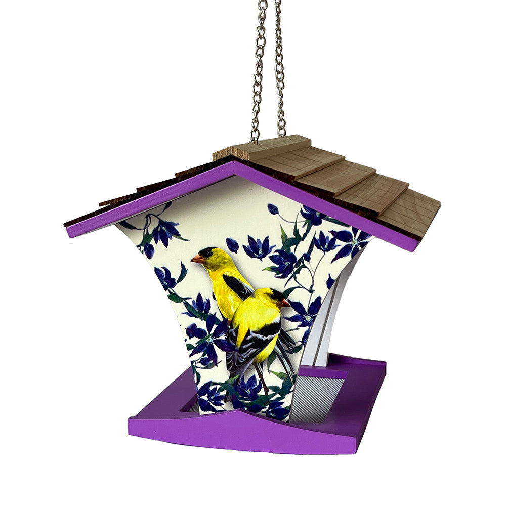 Happy Hopper Bird Feeder - Goldfinch & Clematis Print