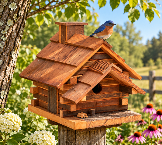 Conestoga Log Cabin Birdhouse (Medium) - Natural Cedar
