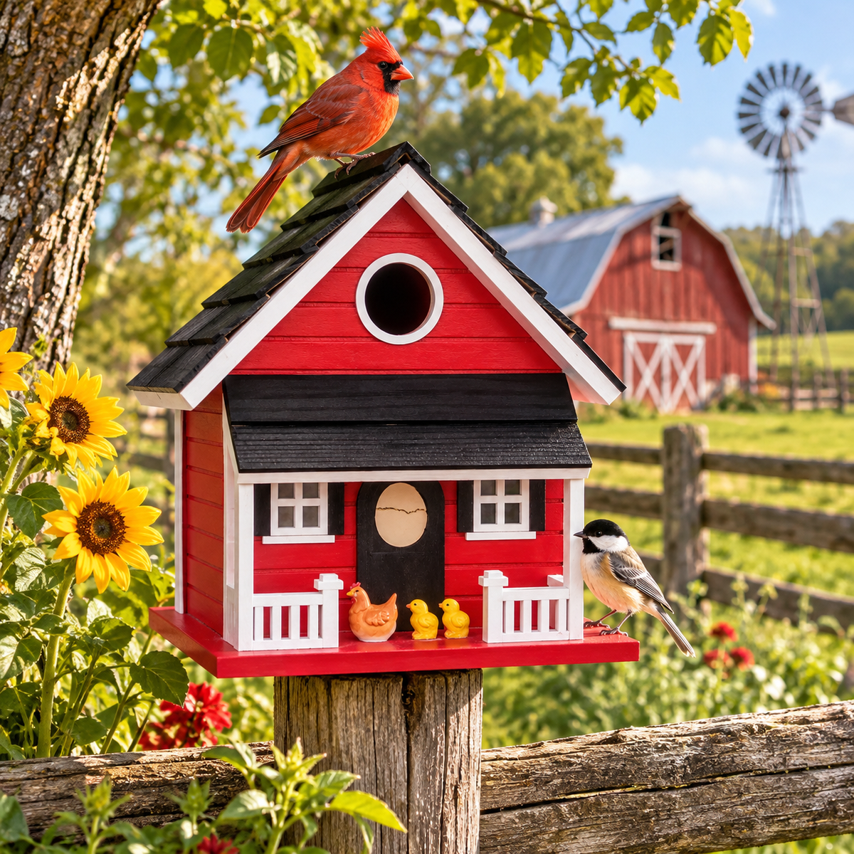 Hen House Birdhouse - Red