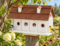 Martinsburg Manor (Large) - White Wash w/Brown Roof - 6 Rooms – decorative birdhouse