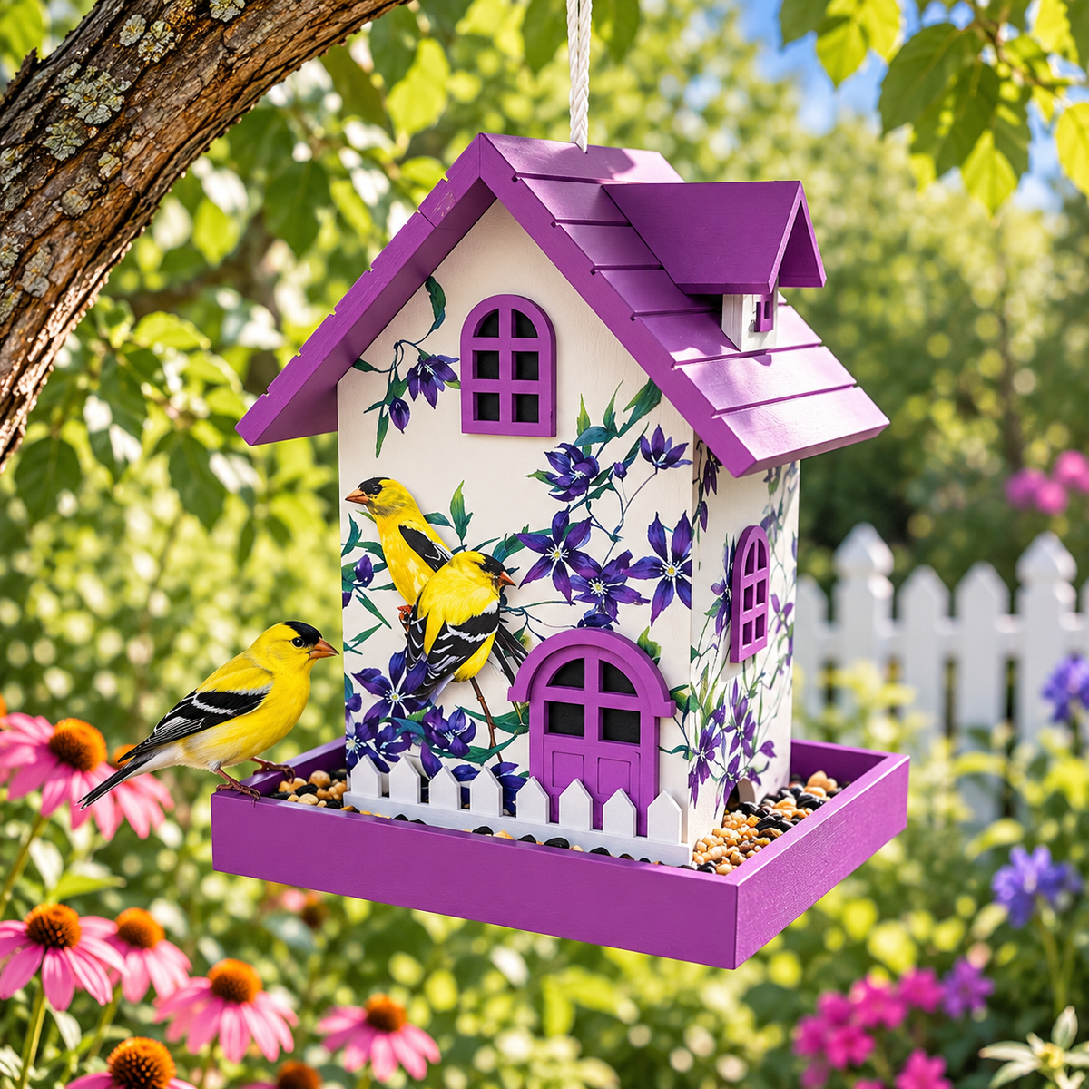 Homestyle Bird Feeder - Goldfinch & Clematis Print