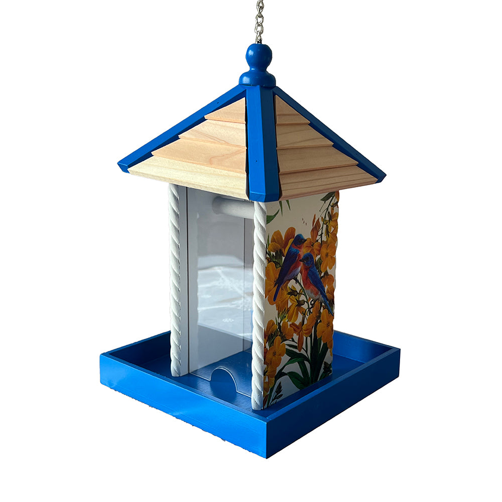 Townhouse Bird Feeder - Bluebirds & Camellia Print