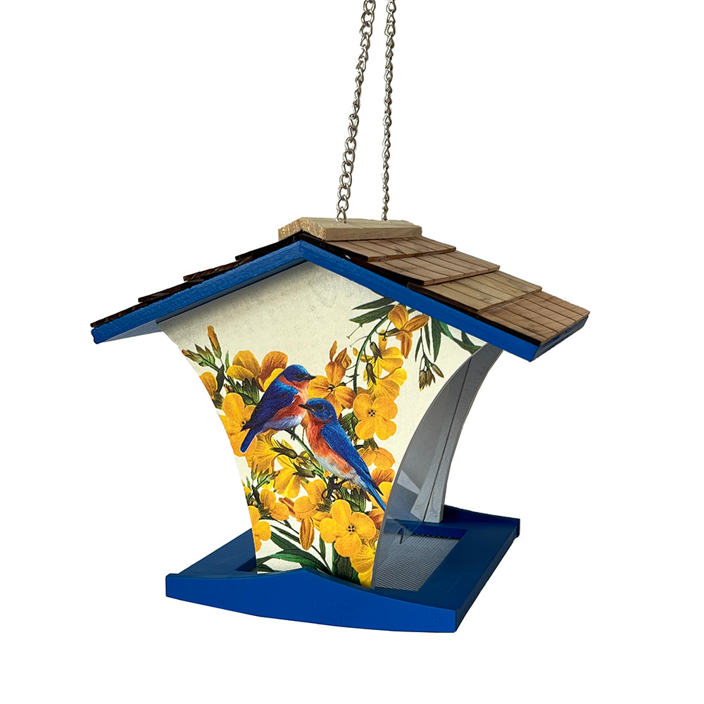 Happy Hopper Bird Feeder  Bluebirds & Camellia Print