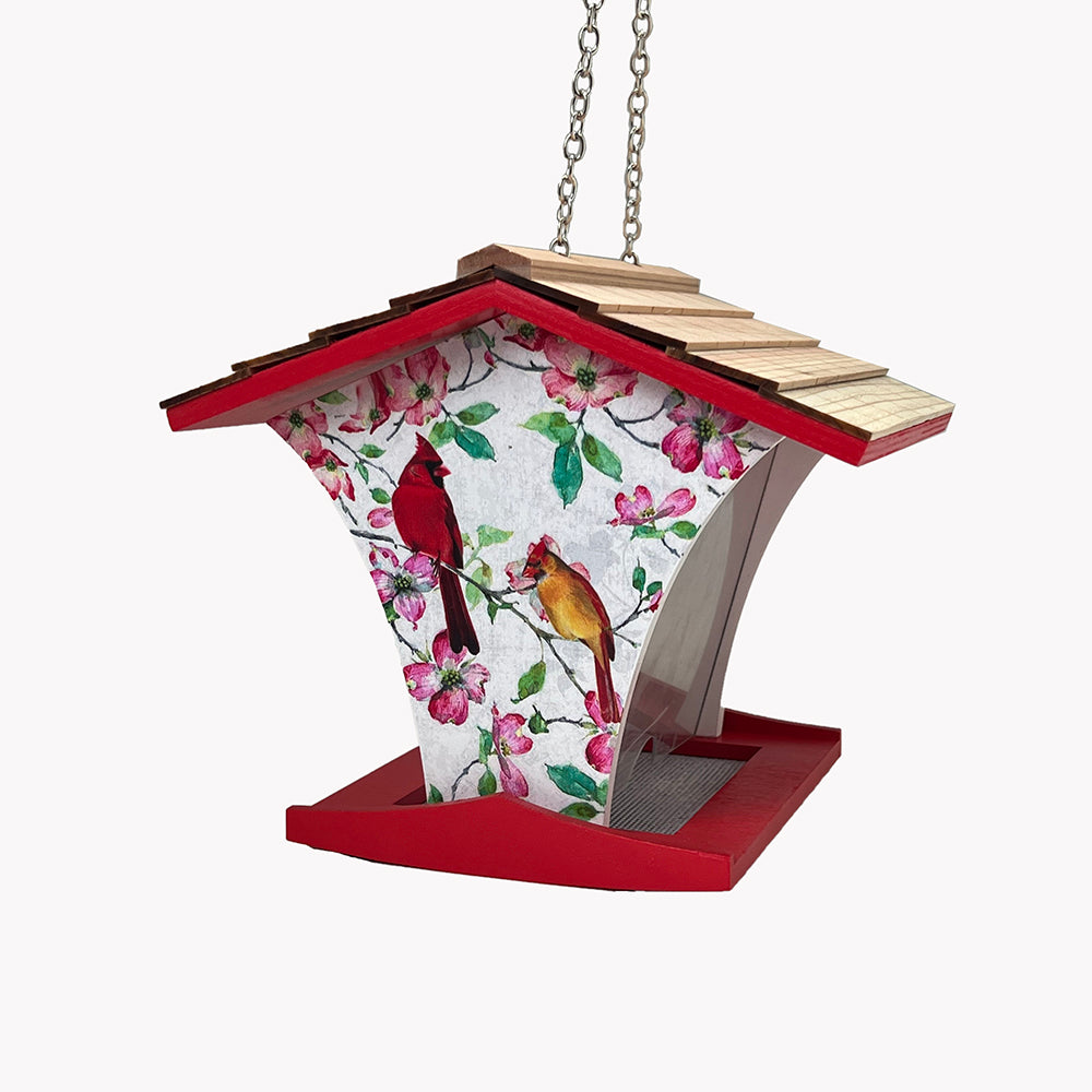 Happy Hopper Bird Feeder Cardinals & Dogwood Print