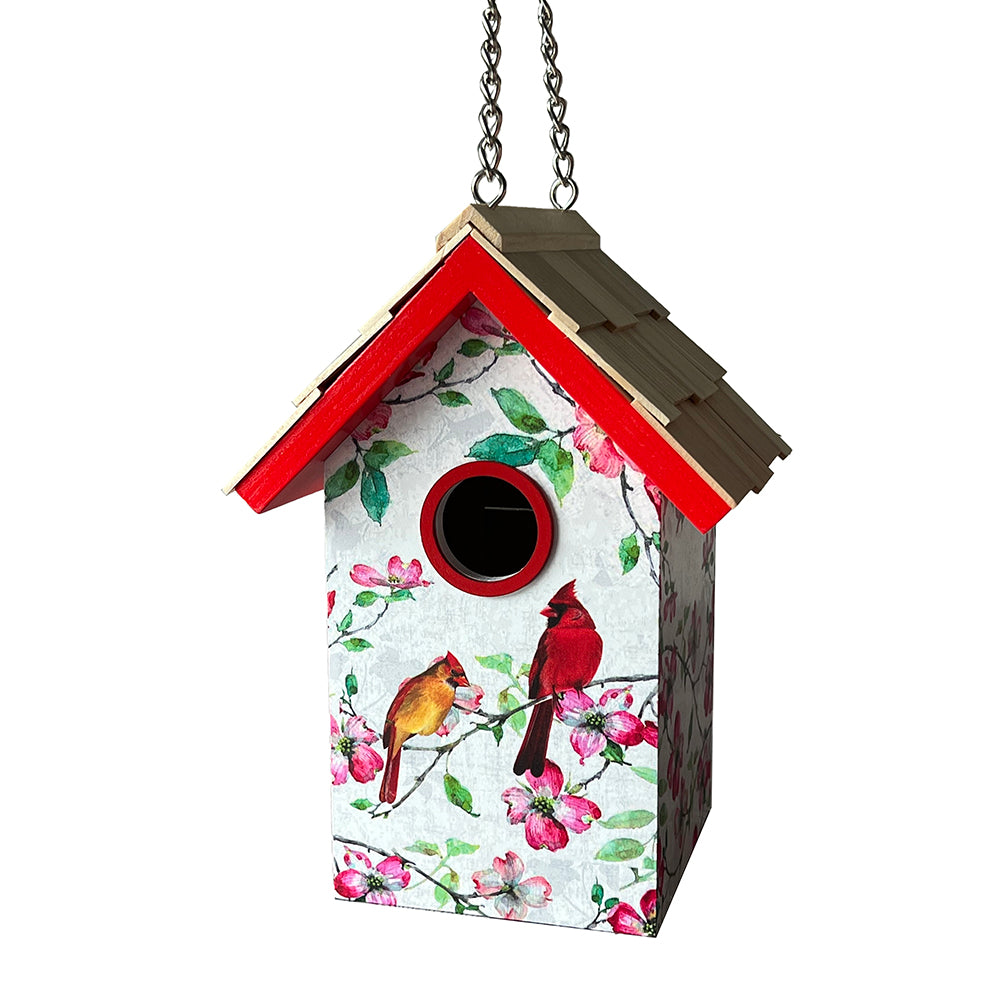 Standard Cottage Birdhouse - Cardinals & Dogwood Print