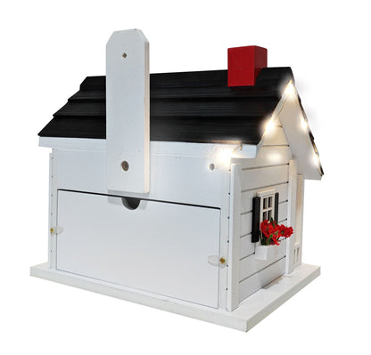Caroler's Cape Cottage Birdhouse w/LED Lights - White