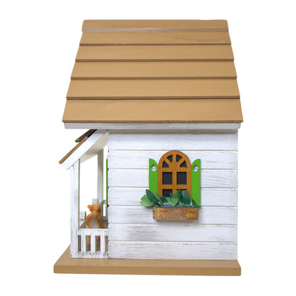 Squirrel Cottage Birdhouse - White