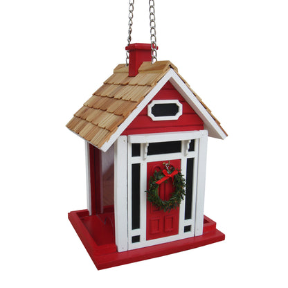 Christmas Cottage Birdfeeder - Red