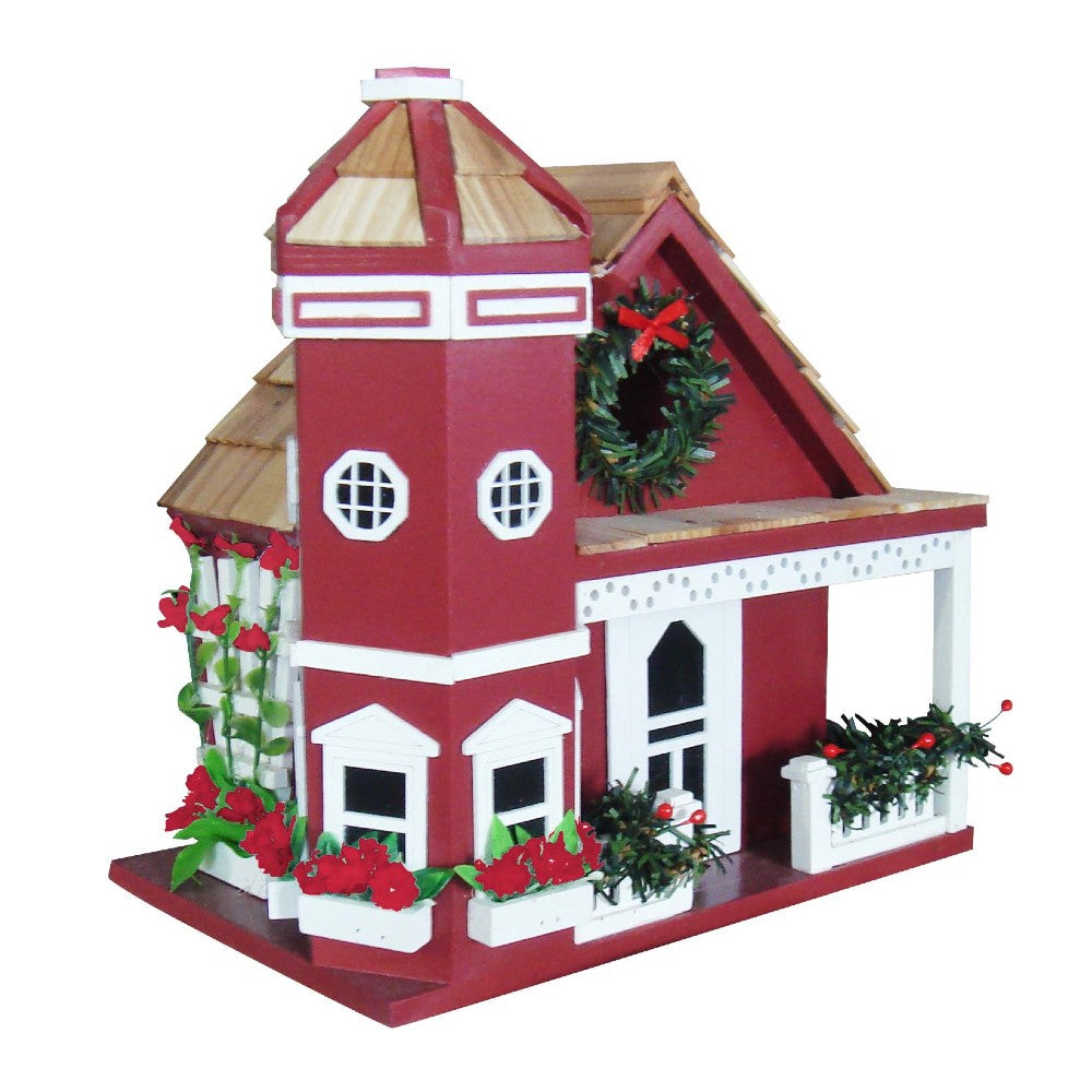 Yuletide Cottage Birdhouse - Red