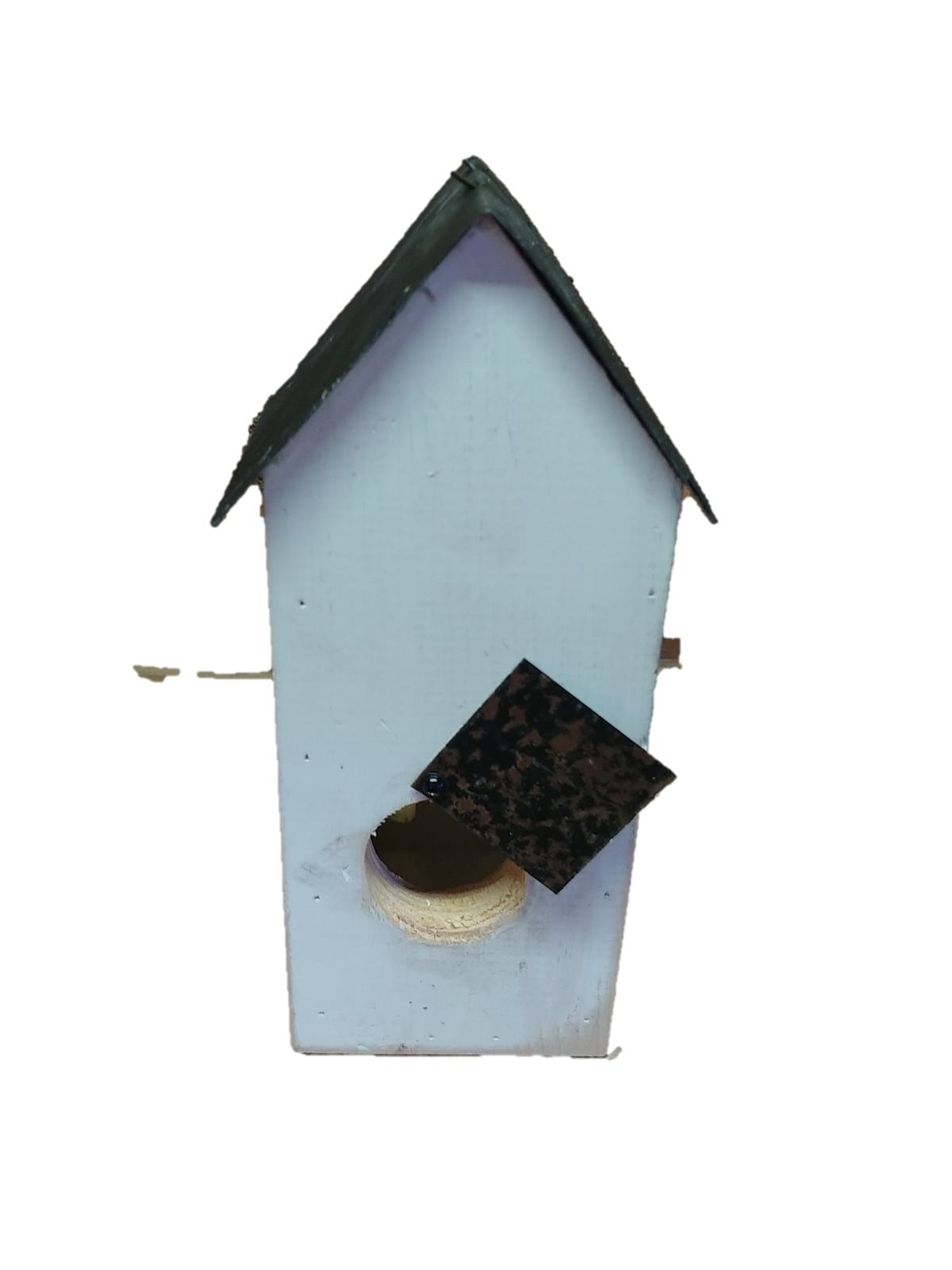 Butterfly House with Handpainted Flowers & Metal Roof - White w/Purple Flowers
