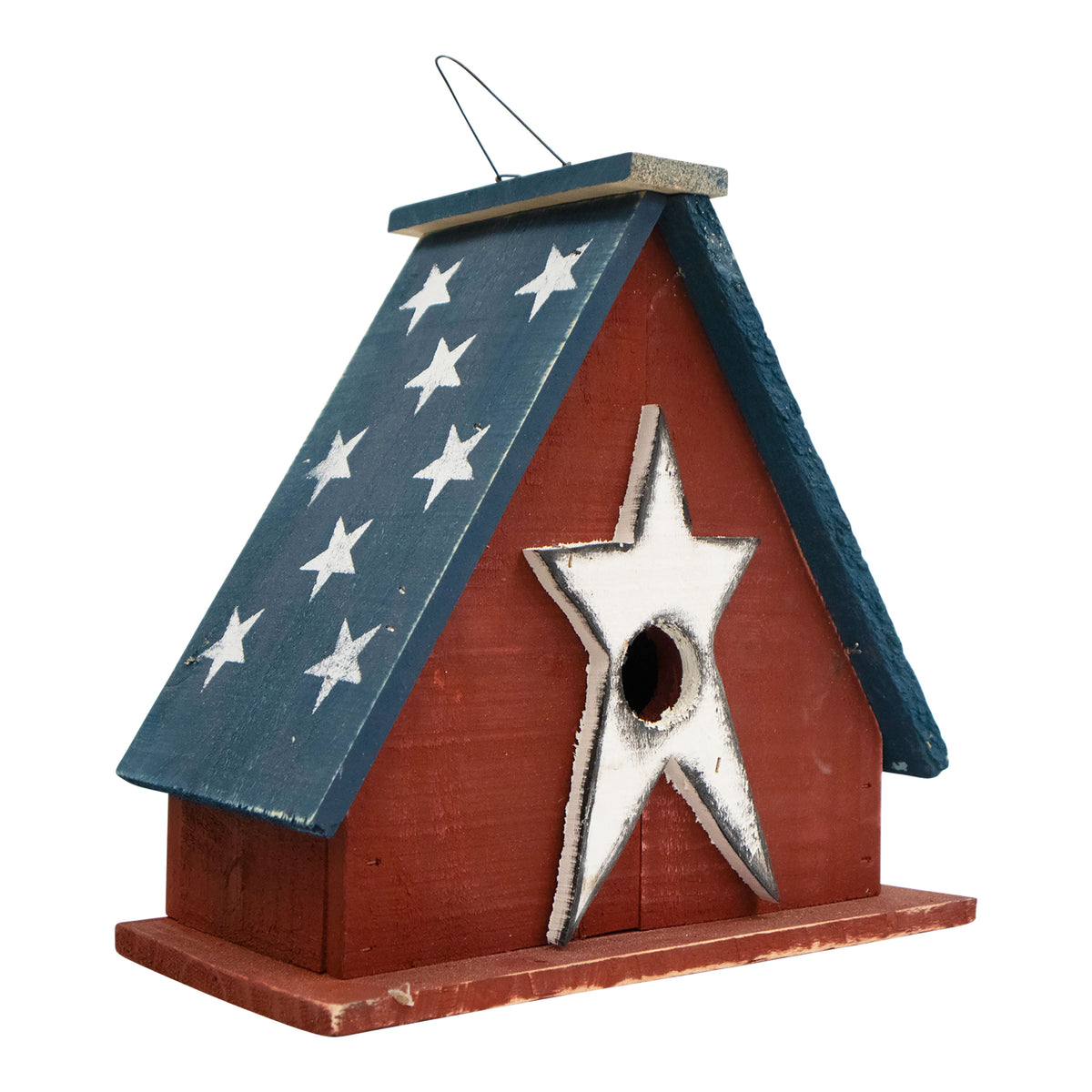 Ticonderoga Hanging Birdhouse with Stars - Wooden Roof