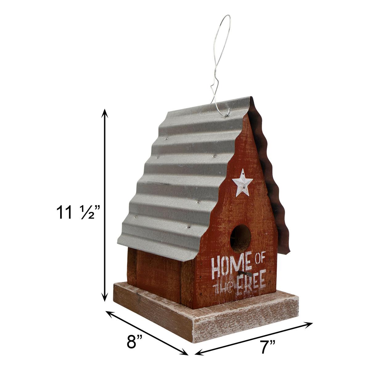 Lexington Hanging Birdhouse with Metal Roof - Home Of The Free