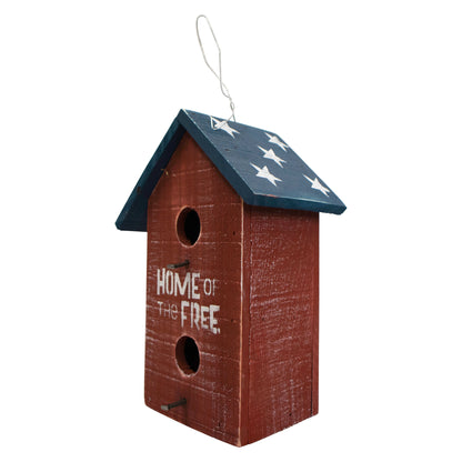 Concord Hanging Birdhouse Wooden Roof with Stars - Home Of The Free