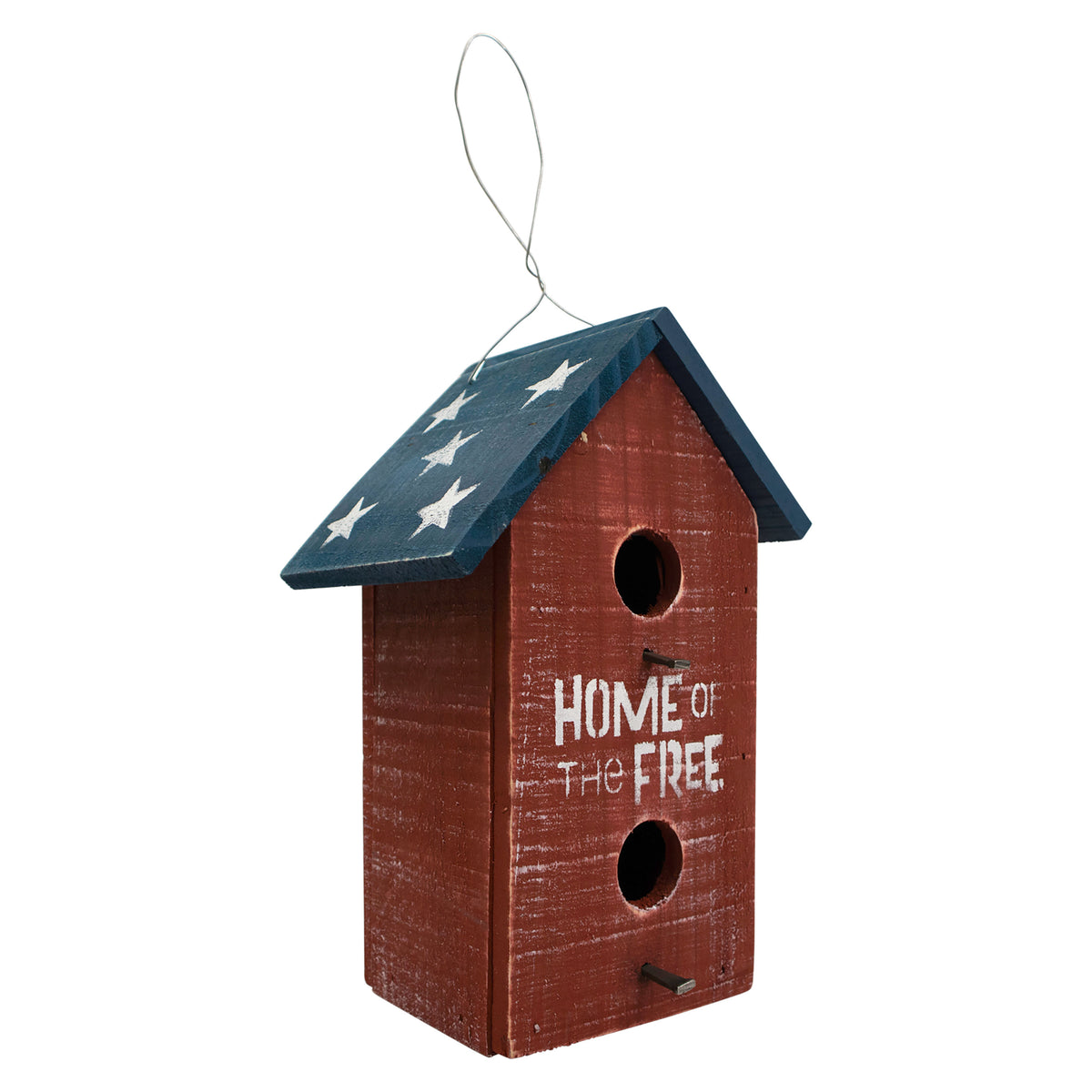 Concord Hanging Birdhouse Wooden Roof with Stars - Home Of The Free
