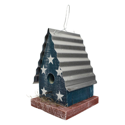 Yorktown (Barn) Hanging Birdhouse with Stars Metal Roof - Americana Stars