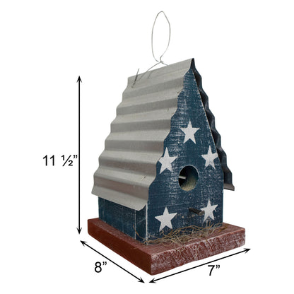 Yorktown (Barn) Hanging Birdhouse with Stars Metal Roof - Americana Stars