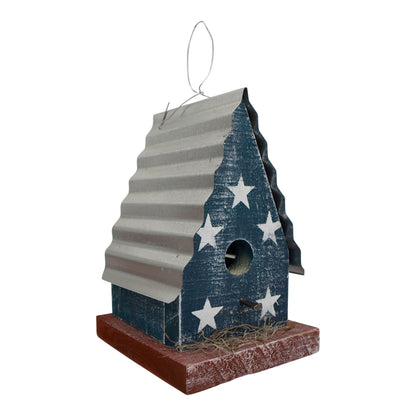 Yorktown (Barn) Hanging Birdhouse with Stars Metal Roof - Americana Stars