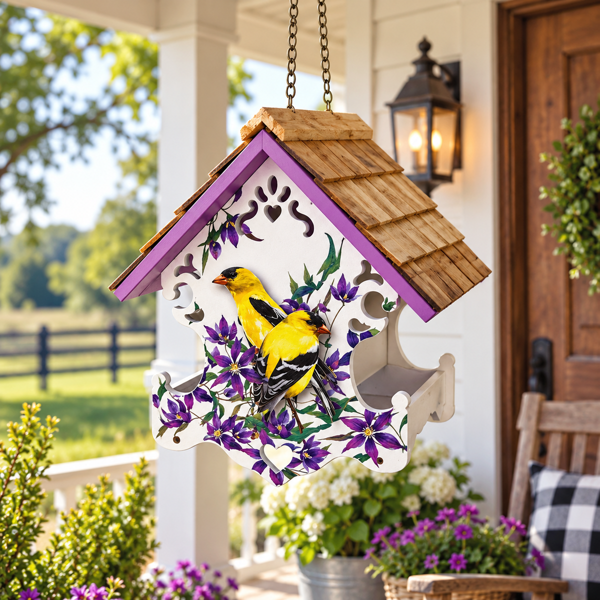 Love Nest Bird Feeder - Goldfinch & Clematis Print