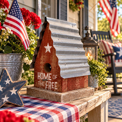 Lexington Hanging Birdhouse with Metal Roof - Home Of The Free