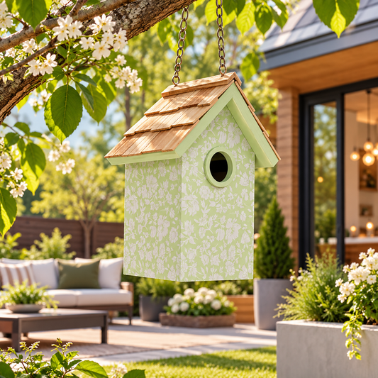 Laura Ashley Heirloom Ditzy Garden Birdhouse - Mint Green