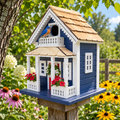 Little Gem Cottage Birdhouse - Navy – decorative birdhouse