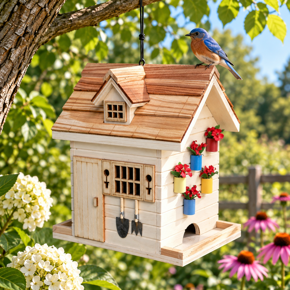 Potting Shed Bird Feeder - Natural